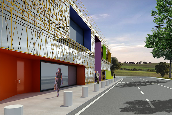 sistemazione_reorganization_facciata_facade_edificio_industriale_industrial_mirror_specchio_rami_branches